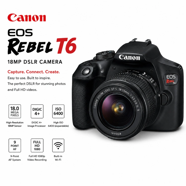Certified Refurbished Canon EOS Rebel T6 | 6-Month Warranty | Cashify