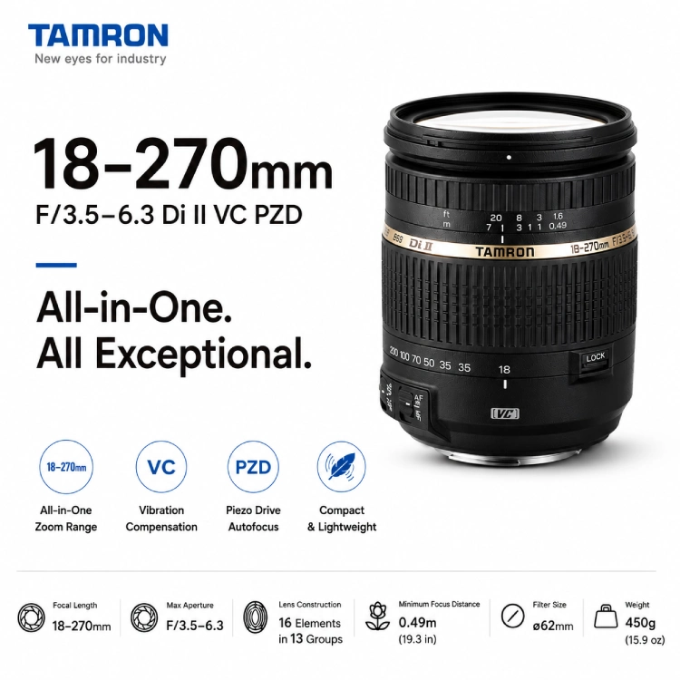 Certified Refurbished Tamron 18-270mm F/3.5-6.3 Di II VC | 6-Month